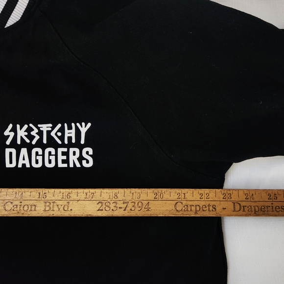 Sketchy Tank x Swallows & Daggers Varsity Jacket extremely Rare Exclusive Black - Picture 9 of 12